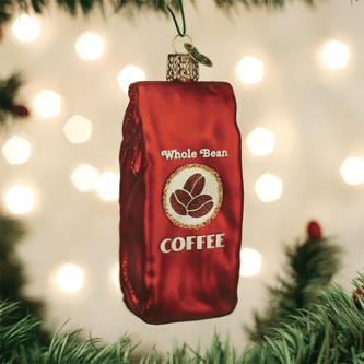 Old World Christmas Blown Glass Bag Of Coffee Beans Ornament