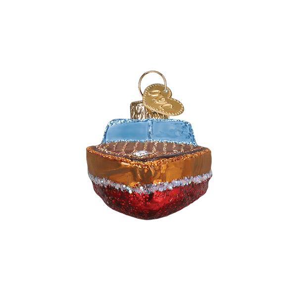 Old World Classic Wooden Boat Glass Ornament