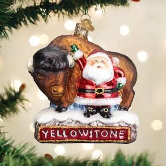 Santa With Bison Ornament Old World Christmas