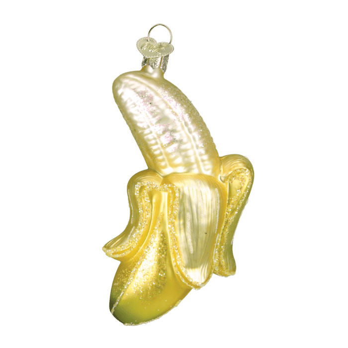 Old World Christmas Blown Glass Peeled Banana Ornament