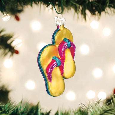 Yellow Flip flops Ornament Old World Christmas