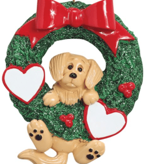 Golden Retriever in Wreath Personalized Ornament