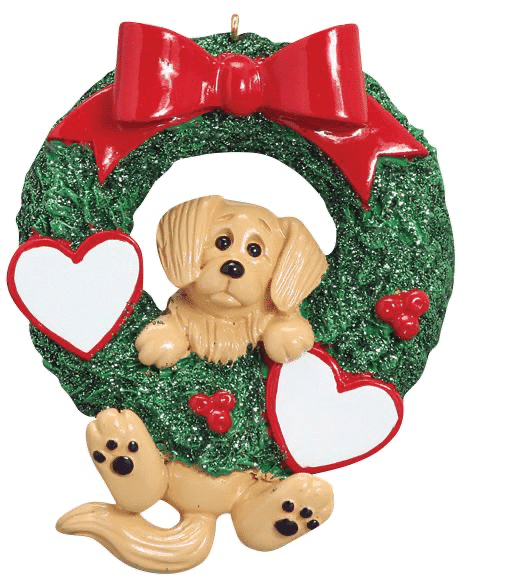 Golden Retriever in Wreath Personalized Ornament