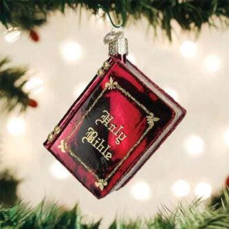 Red Holy Bible Ornament Old World Christmas