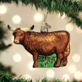 Old World Christmas Blown Glass Highland Cow Ornament