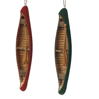Wooden Look Canoe Ornaments Two Colors