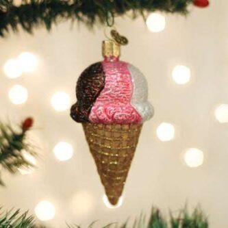 Neapolitan Ice Cream Cone Ornament Old World Christmas