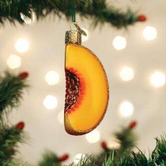 Old World Christmas Blown Glass Peach Slice Ornament