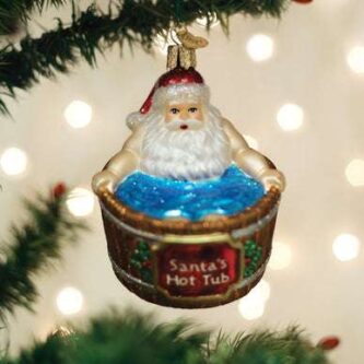 Santa's Hot Tub Ornament Old World Christmas
