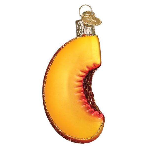 Old World Christmas Blown Glass Peach Slice Ornament