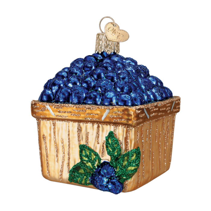 Old World Christmas Blown Glass Basket of Blueberries Ornament