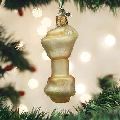 Old World Christmas Blown Glass Rawhide Bone Ornament