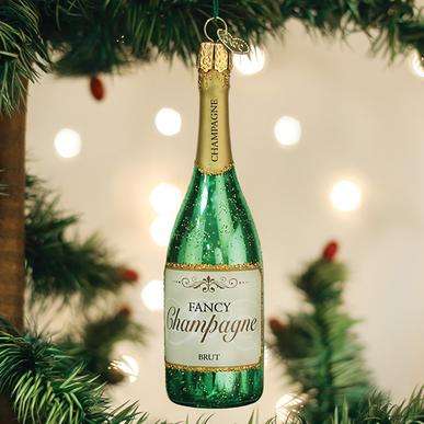 Old World Christmas Blown Glass Champagne Bottle Ornament