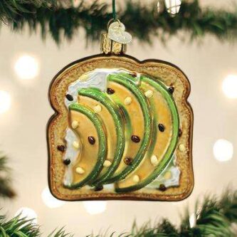 Old World Christmas Blown Glass Avocado Toast Ornament