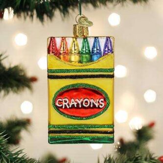 Old World Christmas Blown Glass Box of Crayons Ornament