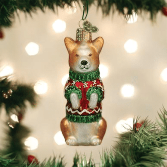 Old World Christmas Blown Glass Corgi Ornament