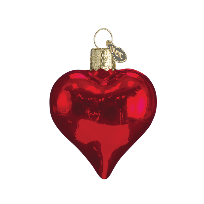 Old World Christmas Blown Glass Shiny Red Heart Ornament