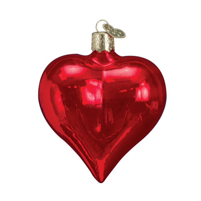 Old World Christmas Blown Glass Large Shiny Red Heart Ornament