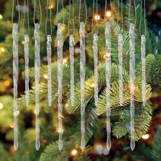 Clear Glass Icicles Set Old World Christmas