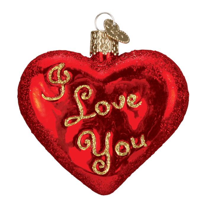 Old World Christmas Blown Glass I Love You Heart Ornament