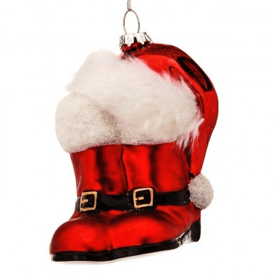 Glass Santa Hat and Boots Ornament