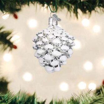 Snowy Silver Cone Ornament Old World Christmas
