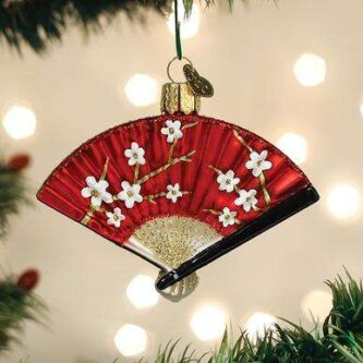 Old World Christmas Blown Glass Folding Fan Ornament