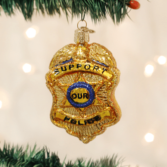 Old World Christmas Blown Glass Police Badge Ornament