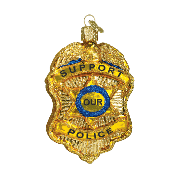 Old World Christmas Blown Glass Police Badge Ornament
