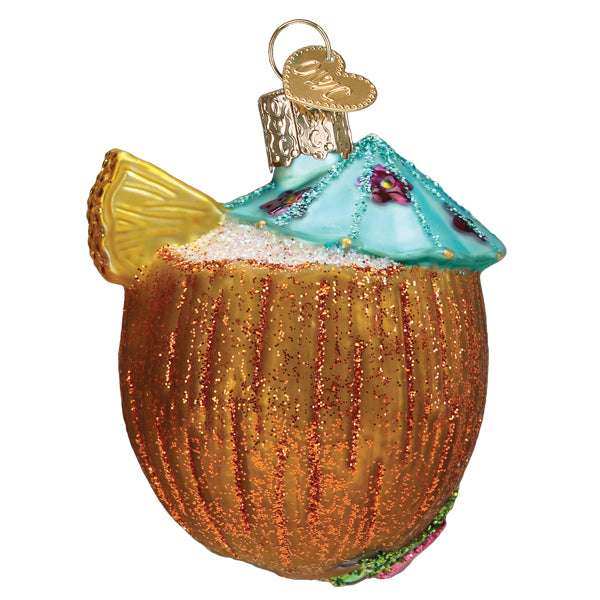 Tropical Coconut Drink Ornament Old World Christmas