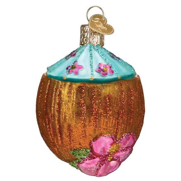 Tropical Coconut Drink Ornament Old World Christmas