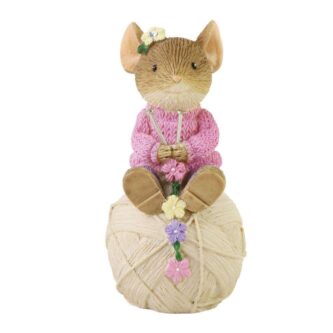 Tails With Heart Knitter Mouse Figurine