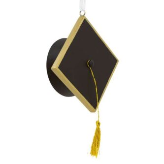 Gold Trim Graduation Hat Ornament Personalize