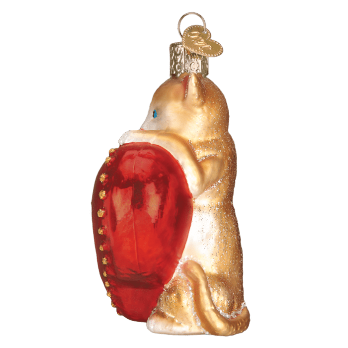 Old World Christmas Blown Glass I Love My Cat Heart Ornament