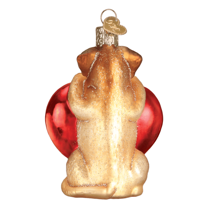 Old World Christmas Blown Glass I Love My Dog Heart Ornament