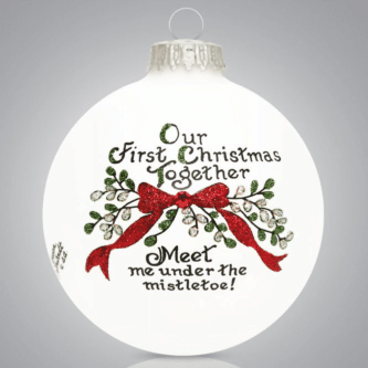 Meet Me Under the Mistletoe Our First Christmas Glass Ornament