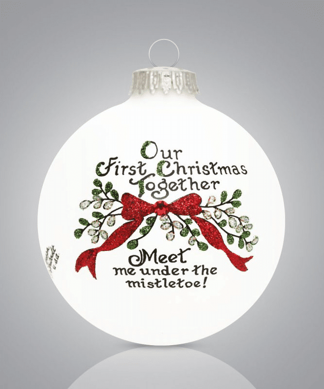 Meet Me Under the Mistletoe Our First Christmas Glass Ornament