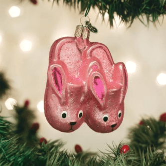 Old World Christmas Blown Glass Bunny Slippers Ornament