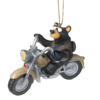 Bearfoot Bear Riding a Harley Black Bear Ornament