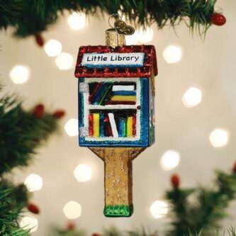 Old World Christmas Blown Glass Little Library Ornament