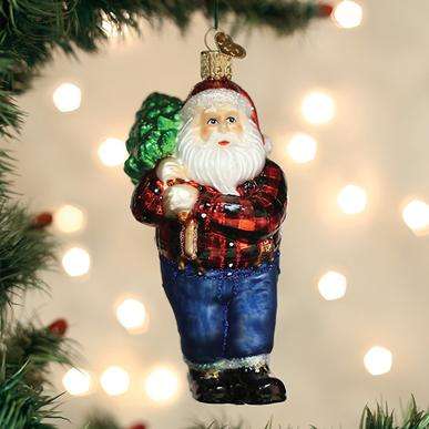 Old World Christmas Blown Glass Lumberjack Santa Ornament