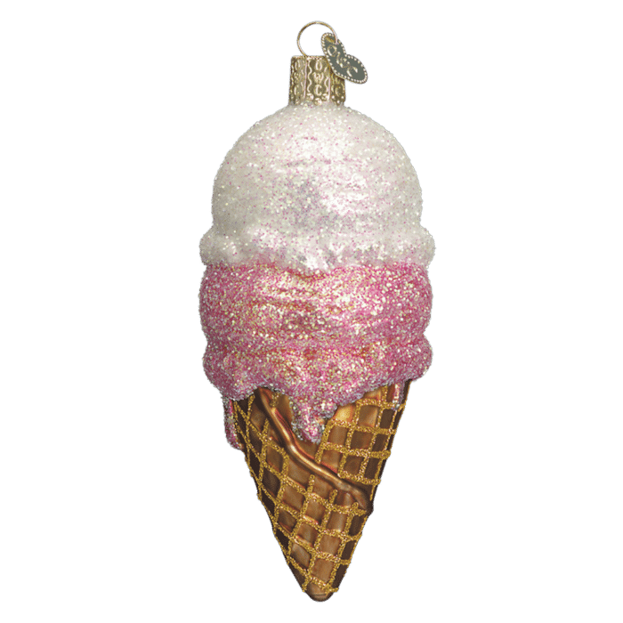 Old World Christmas Blown Glass Ice Cream Cone Ornament