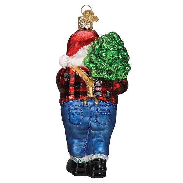 Old World Christmas Blown Glass Lumberjack Santa Ornament