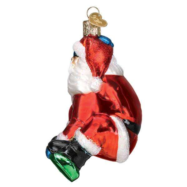 Old World Christmas Blown Glass Snowboarding Santa Ornament