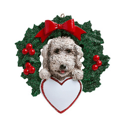Labradoodle in Wreath Personalized Ornament