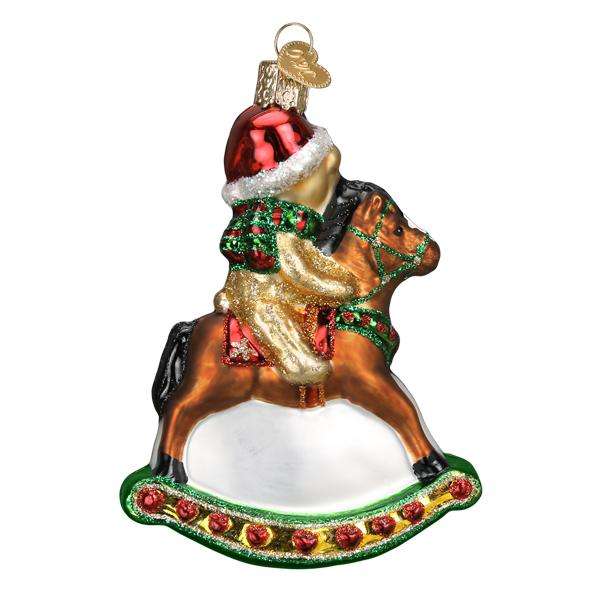 Old World Christmas Blown Glass Rocking Horse Teddy First Christmas Ornament