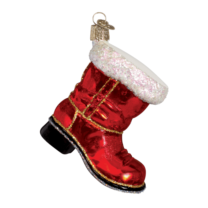 Old World Christmas Blown Glass Santa's Boot Ornament