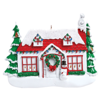 Red Roof House Personalized Ornament
