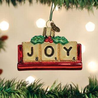 Old World Christmas Blown Glass Joyful Scrabble Ornament