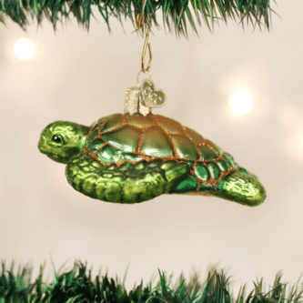 Old World Christmas Blown Glass Green Sea Turtle Ornament